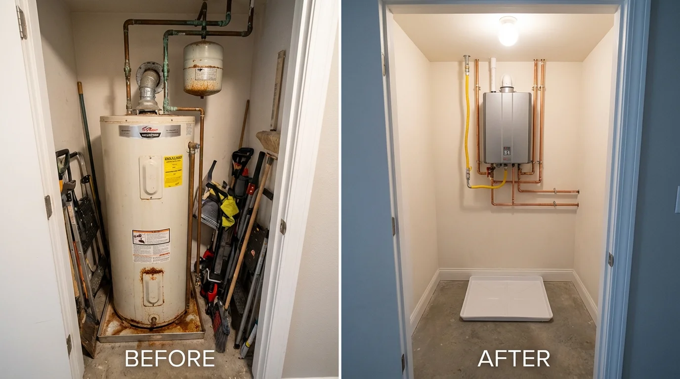 Tank water heater versus wall-mounted tankless unit comparison for Dove Creek, CO homeowners