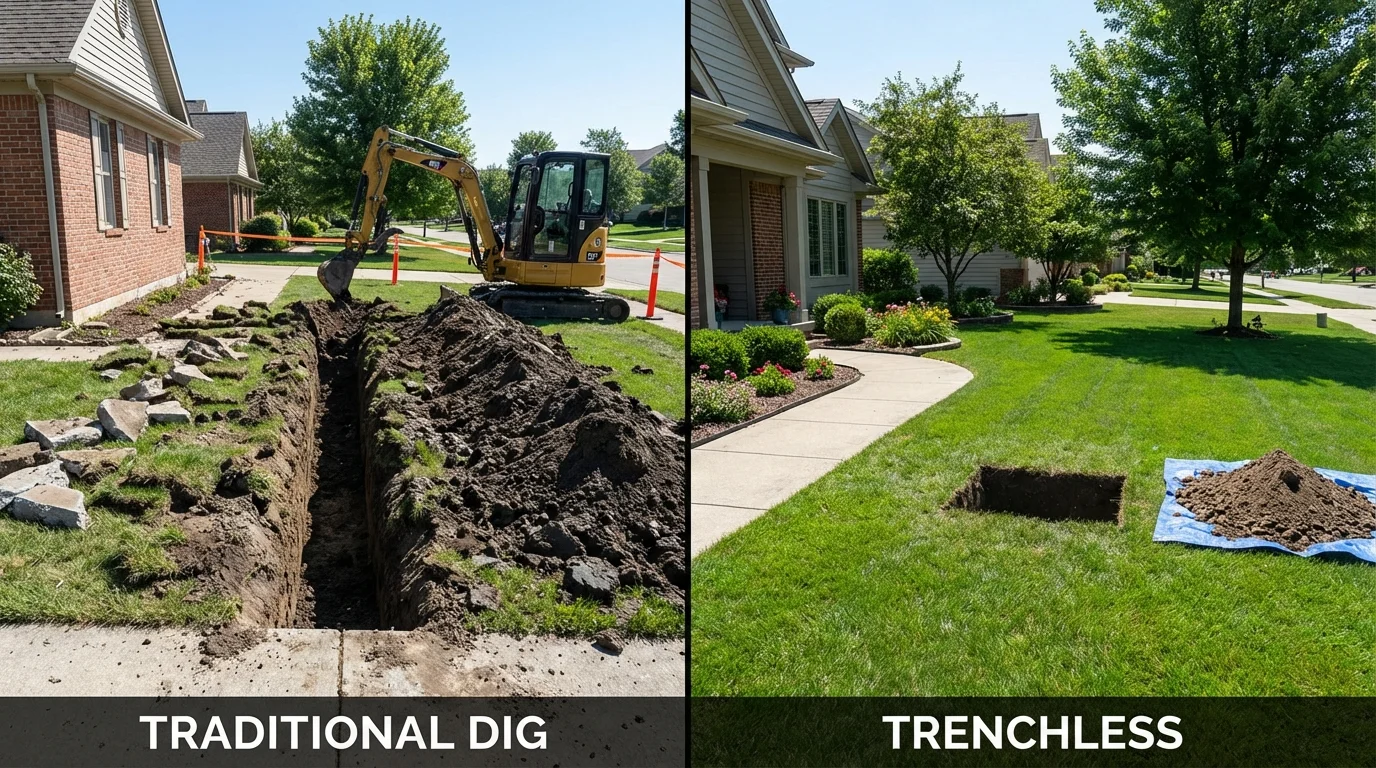 Trenchless sewer repair with minimal yard damage versus traditional excavation in Dove Creek, CO